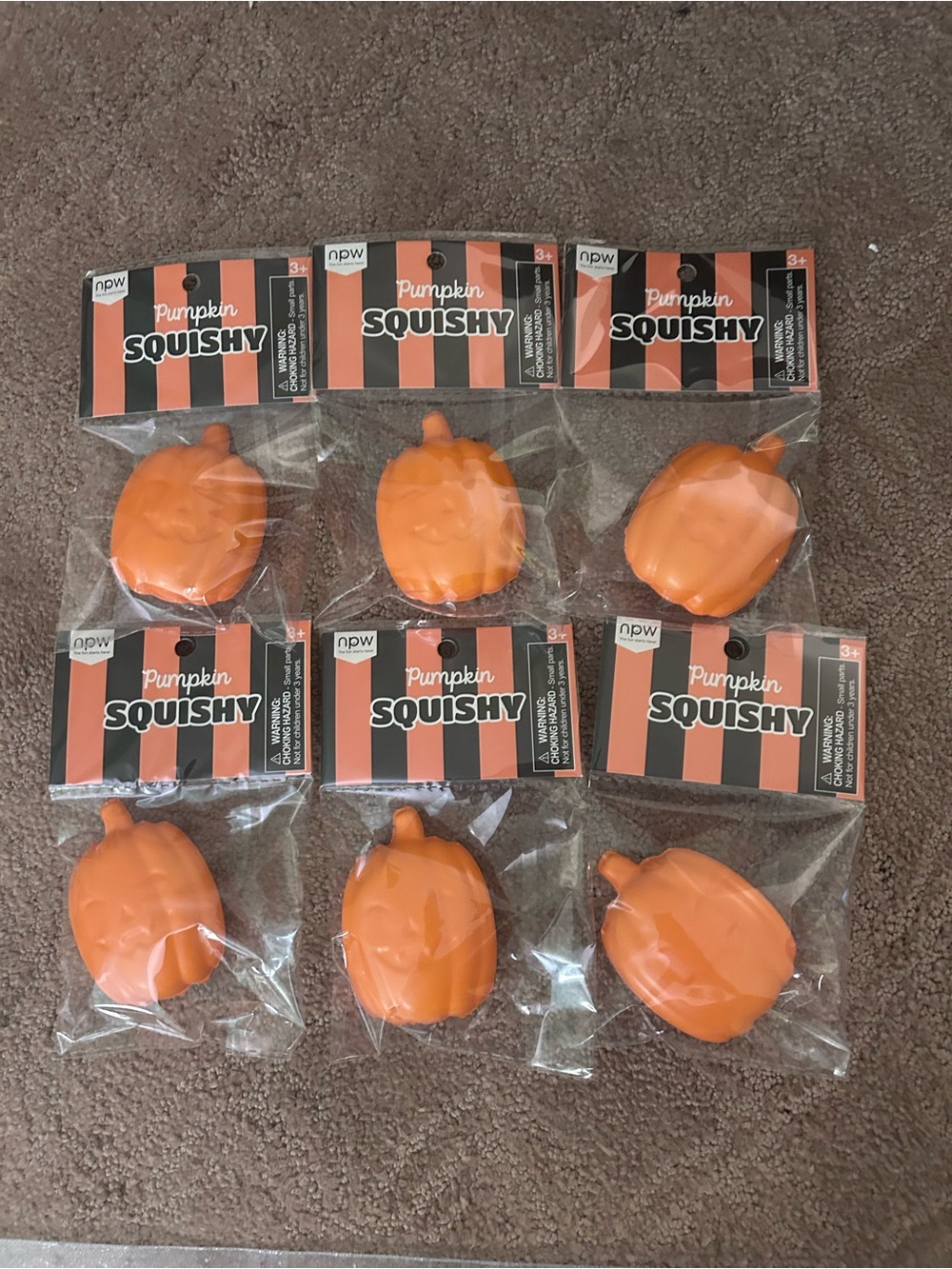 Pumpkin Squishy Stress Toys - Orange (Pack of 6)